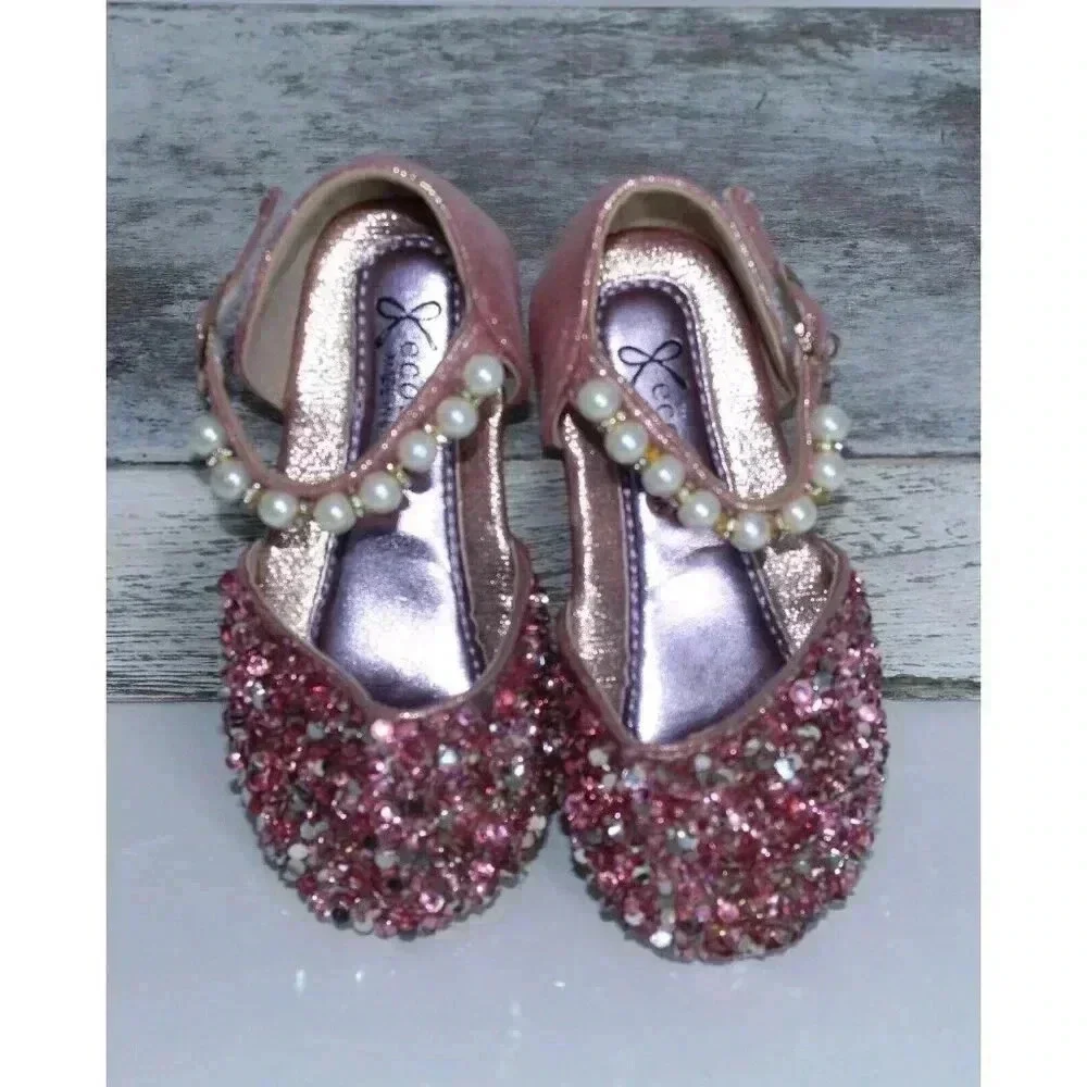 Ecosoft‎ Girls Embellished Sequin Beaded Dress Shoes Size 3.5, 6 to 9 Months